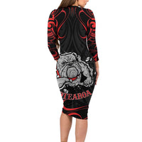 Personalised Aotearoa Bulldog Family Matching Long Sleeve Bodycon Dress and Hawaiian Shirt NZ Maori Tattoo LT14 - Polynesian Pride