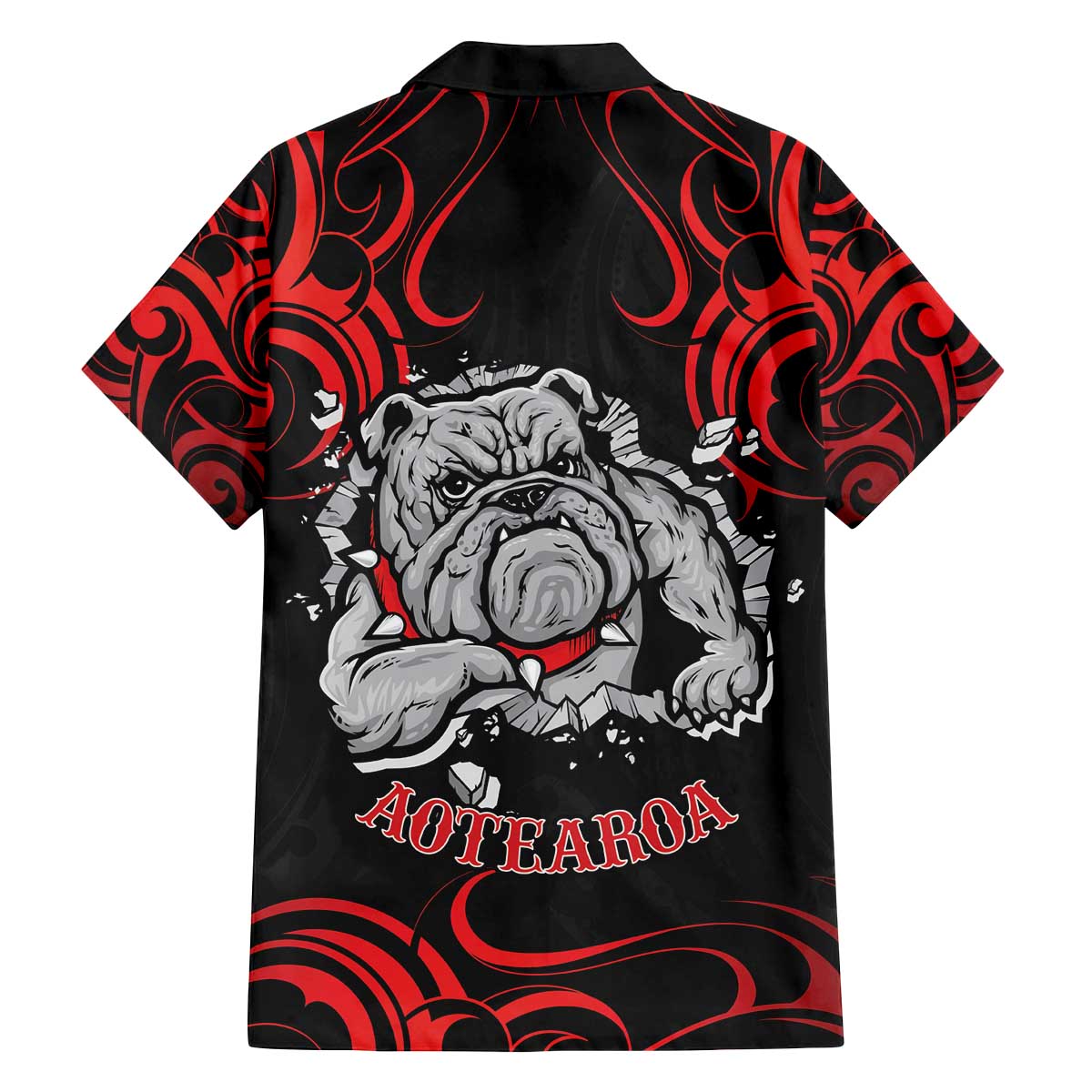 Personalised Aotearoa Bulldog Family Matching Off The Shoulder Long Sleeve Dress and Hawaiian Shirt NZ Maori Tattoo LT14 - Polynesian Pride