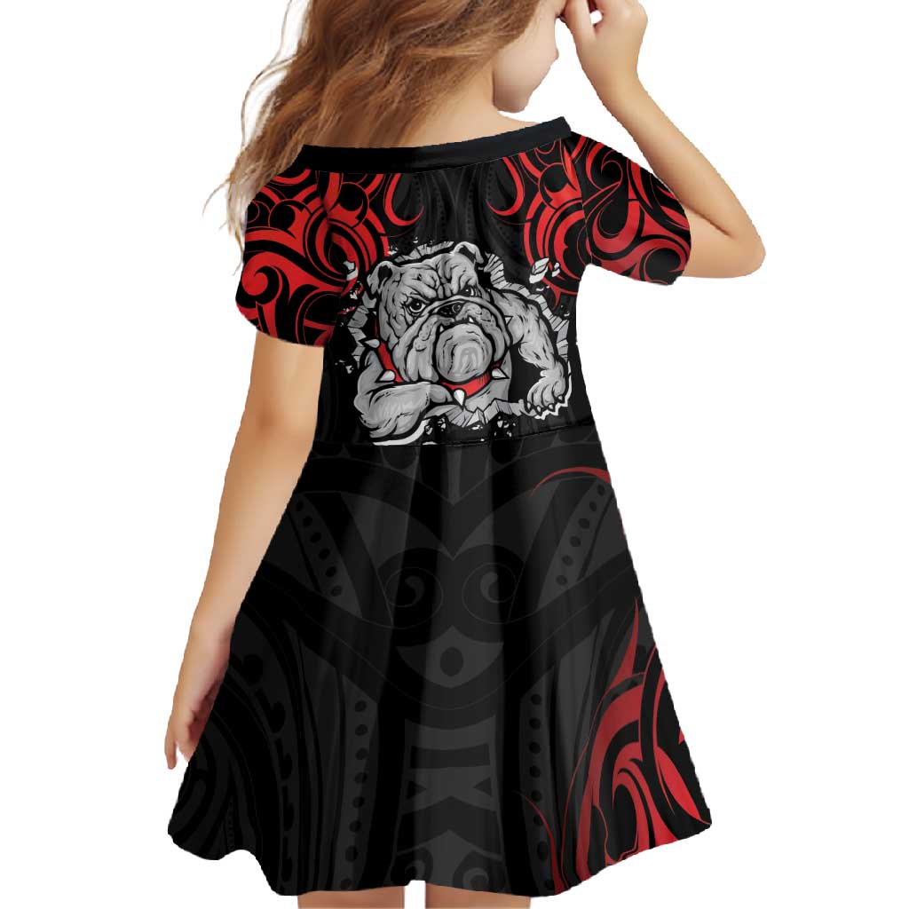 Personalised Aotearoa Bulldog Family Matching Off Shoulder Maxi Dress and Hawaiian Shirt NZ Maori Tattoo LT14 - Polynesian Pride