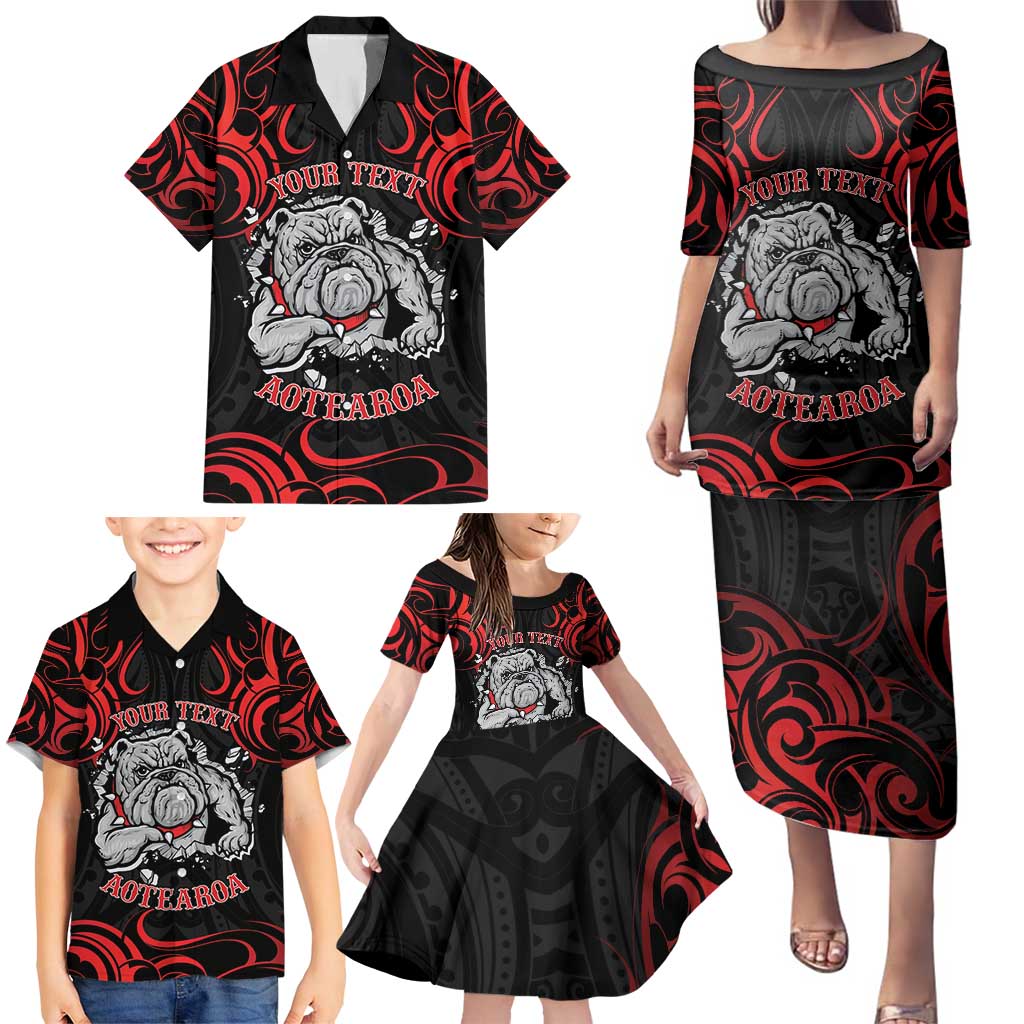 Personalised Aotearoa Bulldog Family Matching Puletasi and Hawaiian Shirt NZ Maori Tattoo LT14 - Polynesian Pride