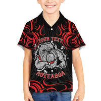 Personalised Aotearoa Bulldog Family Matching Short Sleeve Bodycon Dress and Hawaiian Shirt NZ Maori Tattoo LT14 Son's Shirt Red - Polynesian Pride
