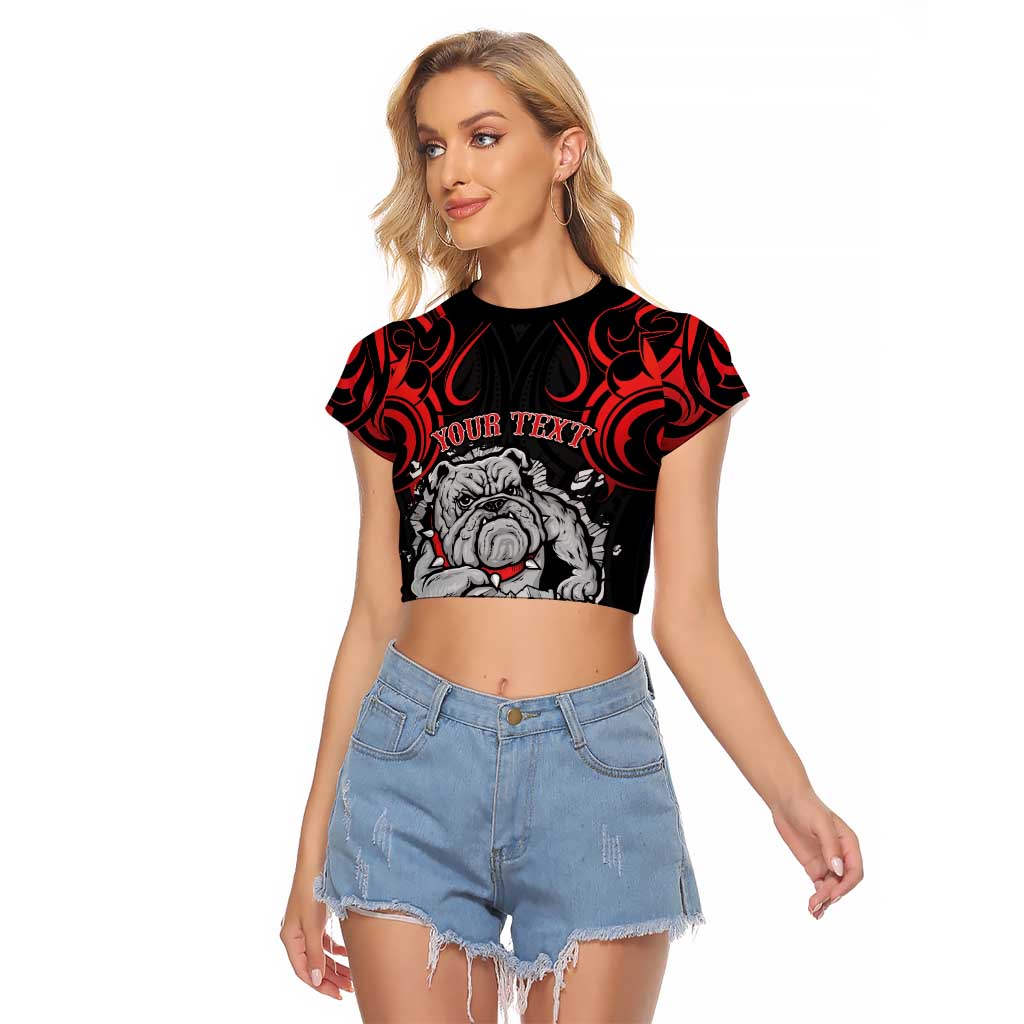 Personalised Aotearoa Bulldog Raglan Cropped T Shirt NZ Maori Tattoo