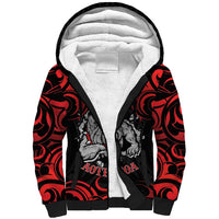 Personalised Aotearoa Bulldog Sherpa Hoodie NZ Maori Tattoo LT14 Unisex Red - Polynesian Pride