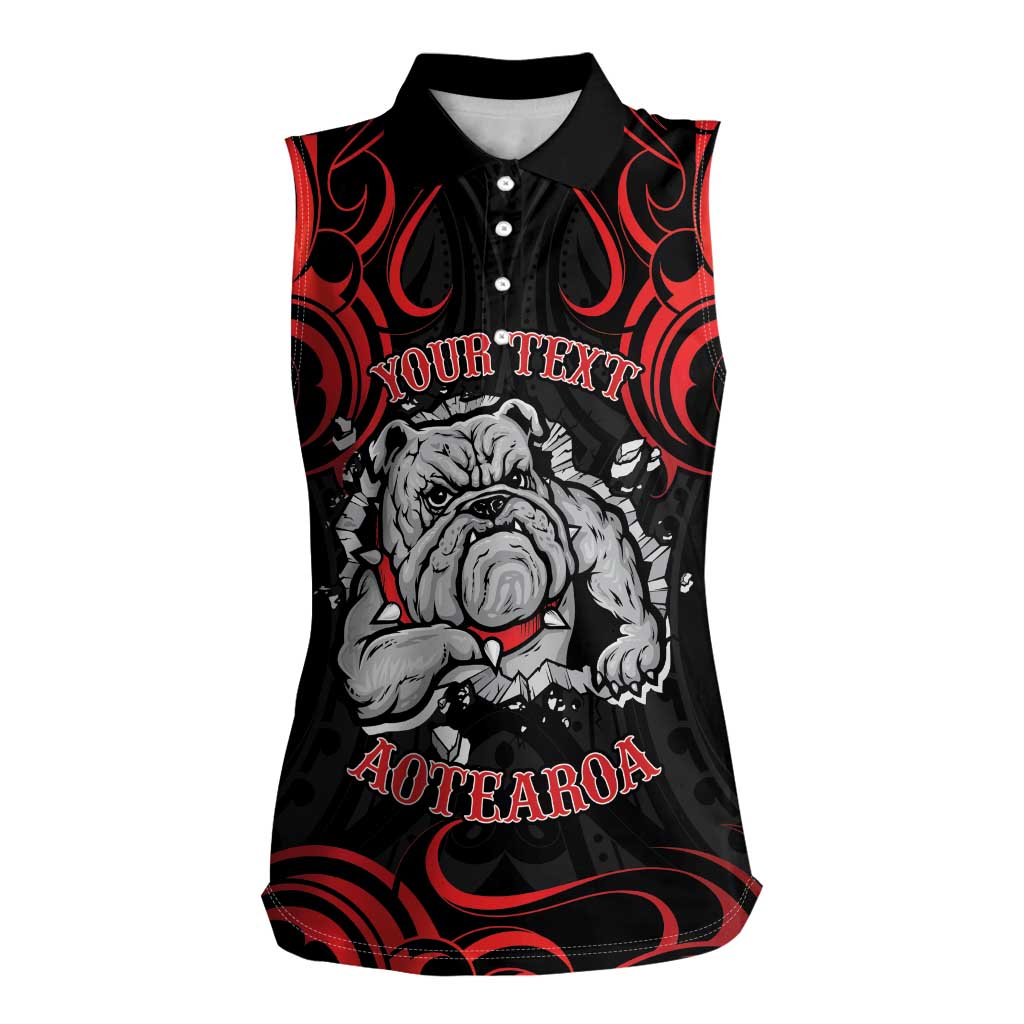 Personalised Aotearoa Bulldog Women Sleeveless Polo Shirt NZ Maori Tattoo LT14 Female Red - Polynesian Pride