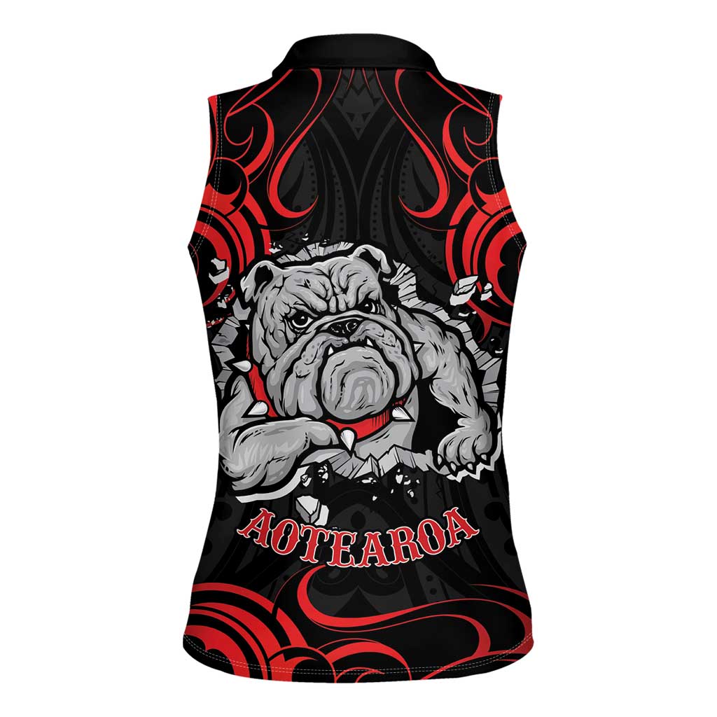Personalised Aotearoa Bulldog Women Sleeveless Polo Shirt NZ Maori Tattoo LT14 - Polynesian Pride