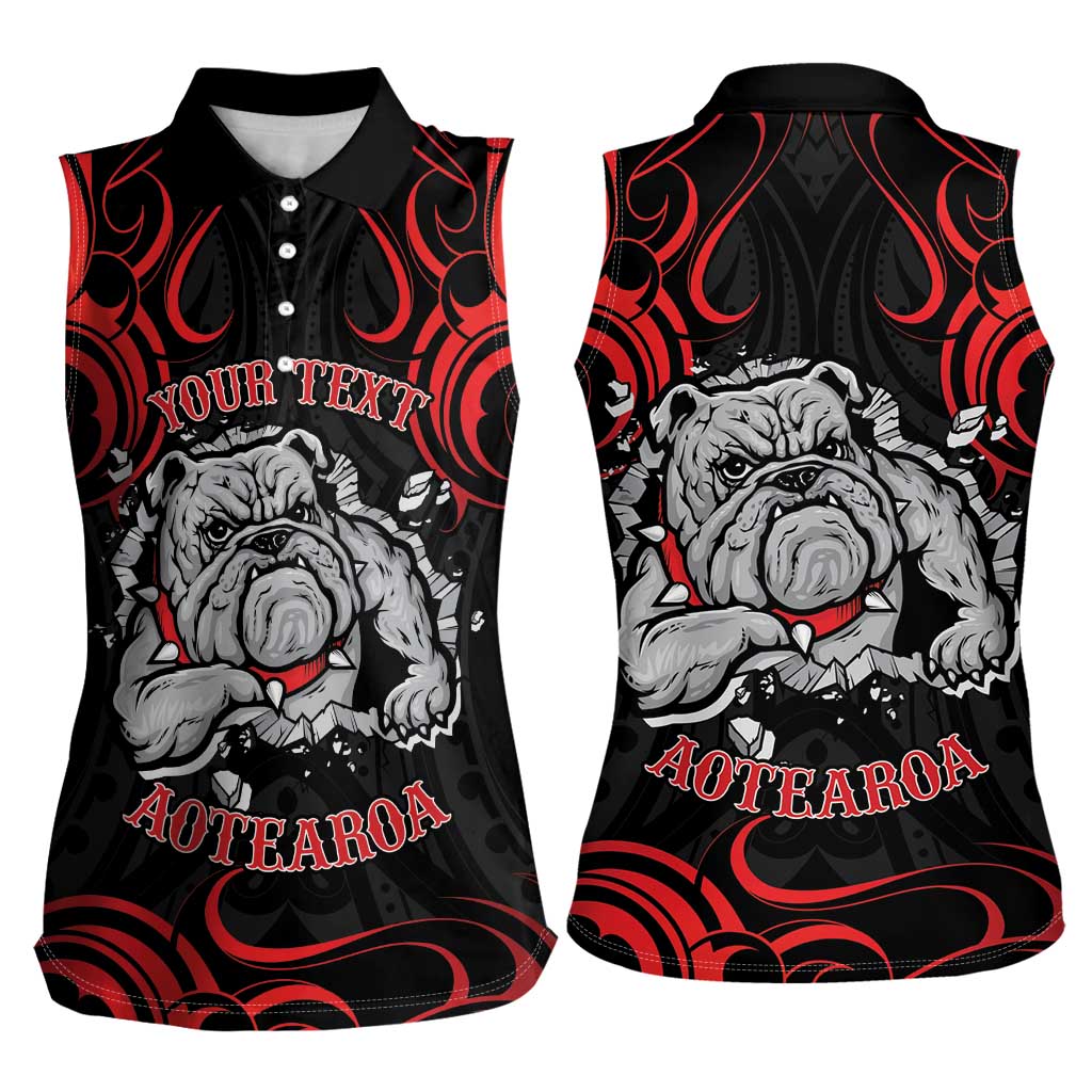 Personalised Aotearoa Bulldog Women Sleeveless Polo Shirt NZ Maori Tattoo LT14 - Polynesian Pride