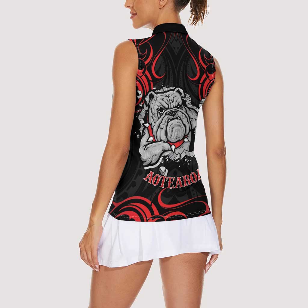 Personalised Aotearoa Bulldog Women Sleeveless Polo Shirt NZ Maori Tattoo LT14 - Polynesian Pride