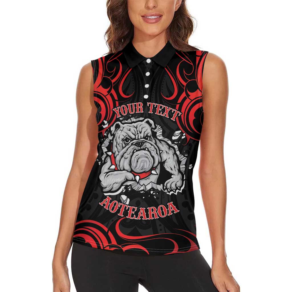 Personalised Aotearoa Bulldog Women Sleeveless Polo Shirt NZ Maori Tattoo LT14 - Polynesian Pride
