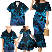 Blue Aloha Hawaii Family Matching Mermaid Dress and Hawaiian Shirt Snorkeling With Sea Turtle Polynesian Pattern LT14 - Polynesian Pride