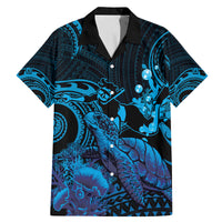 Blue Aloha Hawaii Family Matching Mermaid Dress and Hawaiian Shirt Snorkeling With Sea Turtle Polynesian Pattern LT14 Dad's Shirt - Short Sleeve Blue - Polynesian Pride