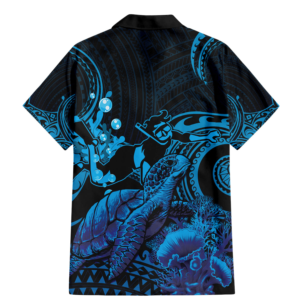 Blue Aloha Hawaii Family Matching Mermaid Dress and Hawaiian Shirt Snorkeling With Sea Turtle Polynesian Pattern LT14 - Polynesian Pride