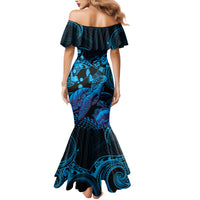 Blue Aloha Hawaii Family Matching Mermaid Dress and Hawaiian Shirt Snorkeling With Sea Turtle Polynesian Pattern LT14 - Polynesian Pride