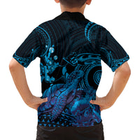 Blue Aloha Hawaii Family Matching Off Shoulder Short Dress and Hawaiian Shirt Snorkeling With Sea Turtle Polynesian Pattern LT14 - Polynesian Pride