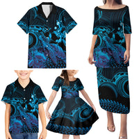 Blue Aloha Hawaii Family Matching Puletasi and Hawaiian Shirt Snorkeling With Sea Turtle Polynesian Pattern LT14 - Polynesian Pride