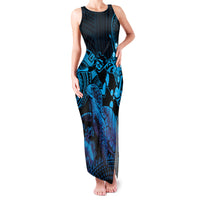 Blue Aloha Hawaii Family Matching Tank Maxi Dress and Hawaiian Shirt Snorkeling With Sea Turtle Polynesian Pattern LT14 Mom's Dress Blue - Polynesian Pride