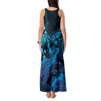 Blue Aloha Hawaii Tank Maxi Dress Snorkeling With Sea Turtle Polynesian Pattern LT14 - Polynesian Pride