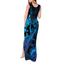 Blue Aloha Hawaii Tank Maxi Dress Snorkeling With Sea Turtle Polynesian Pattern LT14 - Polynesian Pride