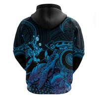 Blue Aloha Hawaii Zip Hoodie Snorkeling With Sea Turtle Polynesian Pattern LT14 - Polynesian Pride