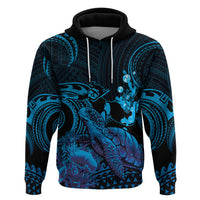 Blue Aloha Hawaii Zip Hoodie Snorkeling With Sea Turtle Polynesian Pattern LT14 Pullover Hoodie Blue - Polynesian Pride