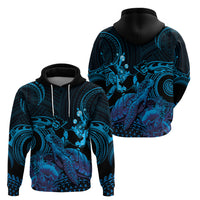 Blue Aloha Hawaii Zip Hoodie Snorkeling With Sea Turtle Polynesian Pattern LT14 - Polynesian Pride