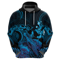 Blue Aloha Hawaii Zip Hoodie Snorkeling With Sea Turtle Polynesian Pattern LT14 - Polynesian Pride