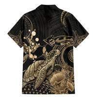 Gold Aloha Hawaii Family Matching Mermaid Dress and Hawaiian Shirt Snorkeling With Sea Turtle Polynesian Pattern LT14 - Polynesian Pride