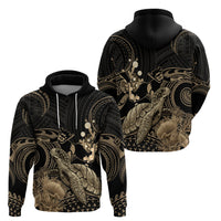 Gold Aloha Hawaii Hoodie Snorkeling With Sea Turtle Polynesian Pattern