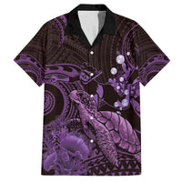 Purple Aloha Hawaii Family Matching Long Sleeve Bodycon Dress and Hawaiian Shirt Snorkeling With Sea Turtle Polynesian Pattern LT14 Dad's Shirt - Short Sleeve Purple - Polynesian Pride