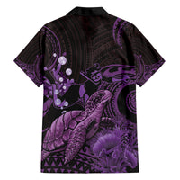 Purple Aloha Hawaii Family Matching Off Shoulder Short Dress and Hawaiian Shirt Snorkeling With Sea Turtle Polynesian Pattern LT14 - Polynesian Pride
