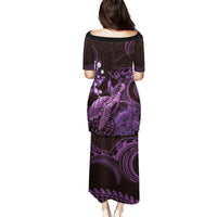 Purple Aloha Hawaii Family Matching Puletasi and Hawaiian Shirt Snorkeling With Sea Turtle Polynesian Pattern LT14 - Polynesian Pride