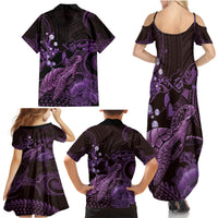 Purple Aloha Hawaii Family Matching Summer Maxi Dress and Hawaiian Shirt Snorkeling With Sea Turtle Polynesian Pattern LT14 - Polynesian Pride
