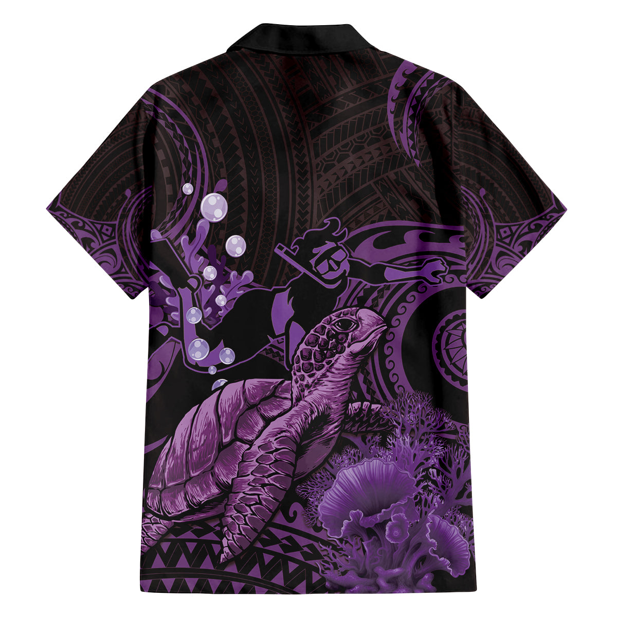 Purple Aloha Hawaii Family Matching Summer Maxi Dress and Hawaiian Shirt Snorkeling With Sea Turtle Polynesian Pattern LT14 - Polynesian Pride