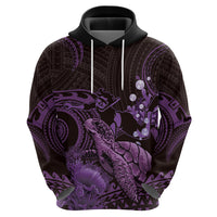 Purple Aloha Hawaii Hoodie Snorkeling With Sea Turtle Polynesian Pattern LT14 - Polynesian Pride