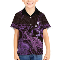 Purple Aloha Hawaii Kid Hawaiian Shirt Snorkeling With Sea Turtle Polynesian Pattern LT14 Kid Purple - Polynesian Pride