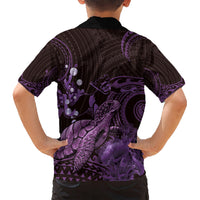 Purple Aloha Hawaii Kid Hawaiian Shirt Snorkeling With Sea Turtle Polynesian Pattern LT14 - Polynesian Pride