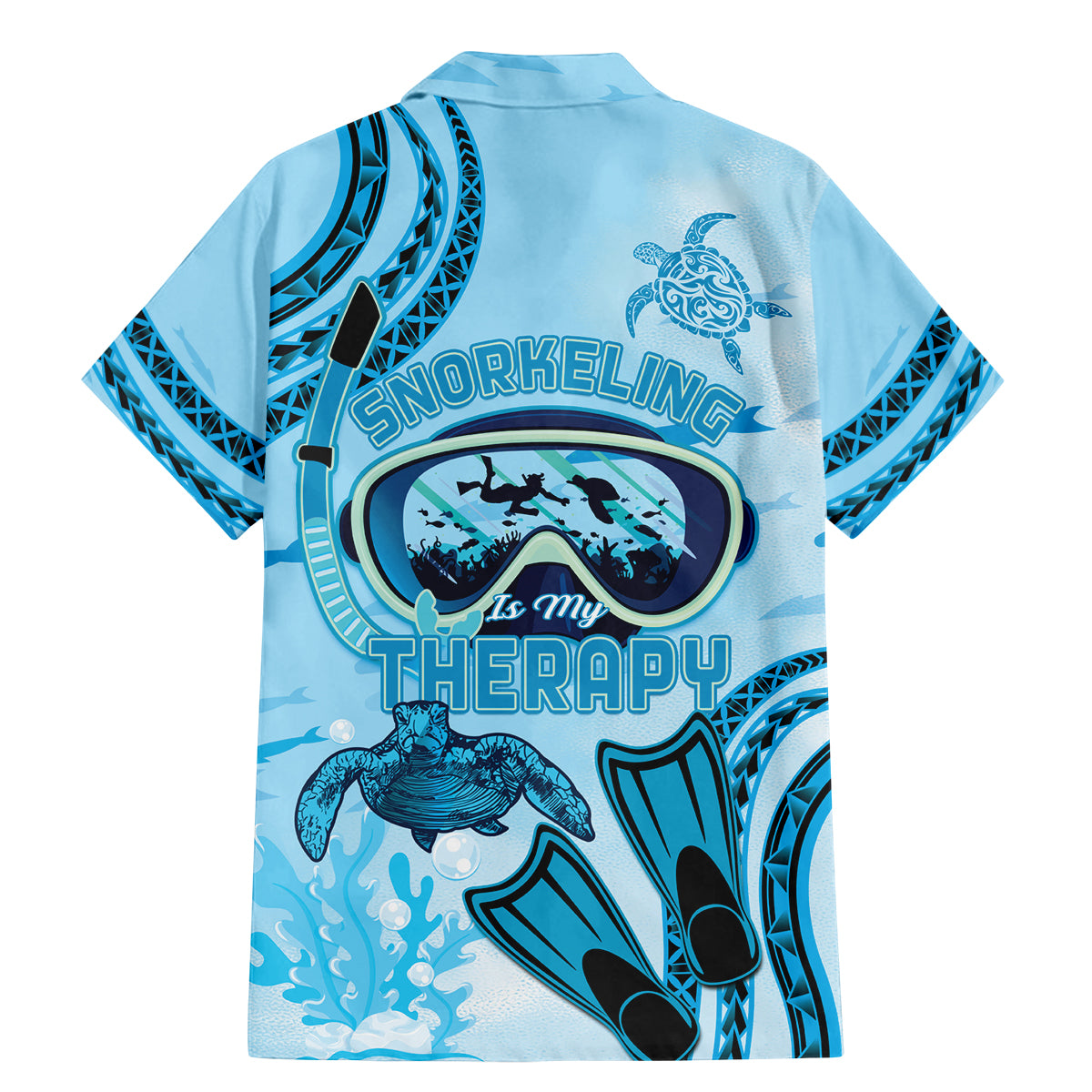 Hawaii Sea Turtle Snorkeling Is My Therapy Family Matching Mermaid Dress and Hawaiian Shirt LT14 - Polynesian Pride