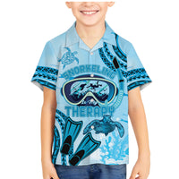 Hawaii Sea Turtle Snorkeling Is My Therapy Family Matching Mermaid Dress and Hawaiian Shirt LT14 Son's Shirt Blue - Polynesian Pride