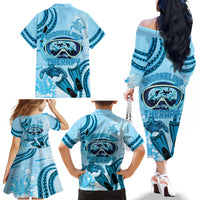 Hawaii Sea Turtle Snorkeling Is My Therapy Family Matching Off The Shoulder Long Sleeve Dress and Hawaiian Shirt LT14 - Polynesian Pride