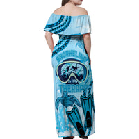 Hawaii Sea Turtle Snorkeling Is My Therapy Family Matching Off Shoulder Maxi Dress and Hawaiian Shirt LT14 - Polynesian Pride