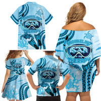 Hawaii Sea Turtle Snorkeling Is My Therapy Family Matching Off Shoulder Short Dress and Hawaiian Shirt LT14 - Polynesian Pride