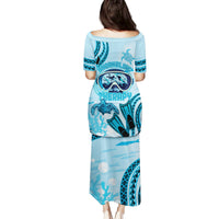 Hawaii Sea Turtle Snorkeling Is My Therapy Family Matching Puletasi and Hawaiian Shirt LT14 - Polynesian Pride