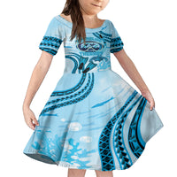 Hawaii Sea Turtle Snorkeling Is My Therapy Kid Short Sleeve Dress LT14 KID Blue - Polynesian Pride