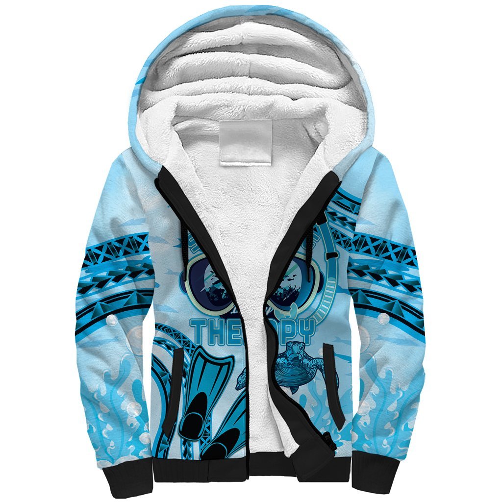 Hawaii Sea Turtle Snorkeling Is My Therapy Sherpa Hoodie LT14 Unisex Blue - Polynesian Pride