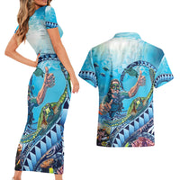 Hawaii Snorkeling Honu Turtle Couples Matching Short Sleeve Bodycon Dress and Hawaiian Shirt Under The Ocean Vibes LT14 - Polynesian Pride