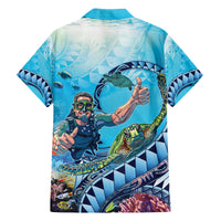 Hawaii Snorkeling Honu Turtle Family Matching Off Shoulder Maxi Dress and Hawaiian Shirt Under The Ocean Vibes LT14 - Polynesian Pride
