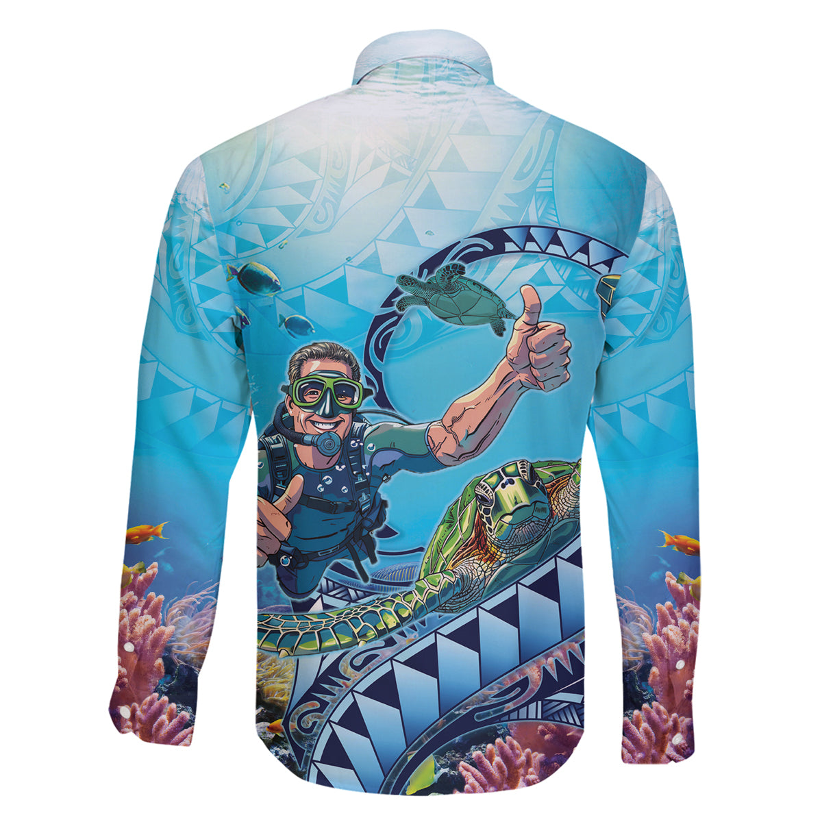 Hawaii Snorkeling Honu Turtle Family Matching Puletasi and Hawaiian Shirt Under The Ocean Vibes LT14 - Polynesian Pride