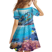 Hawaii Snorkeling Honu Turtle Family Matching Short Sleeve Bodycon Dress and Hawaiian Shirt Under The Ocean Vibes LT14 - Polynesian Pride