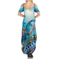 Hawaii Snorkeling Honu Turtle Family Matching Summer Maxi Dress and Hawaiian Shirt Under The Ocean Vibes LT14 - Polynesian Pride