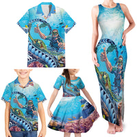 Hawaii Snorkeling Honu Turtle Family Matching Tank Maxi Dress and Hawaiian Shirt Under The Ocean Vibes LT14 - Polynesian Pride