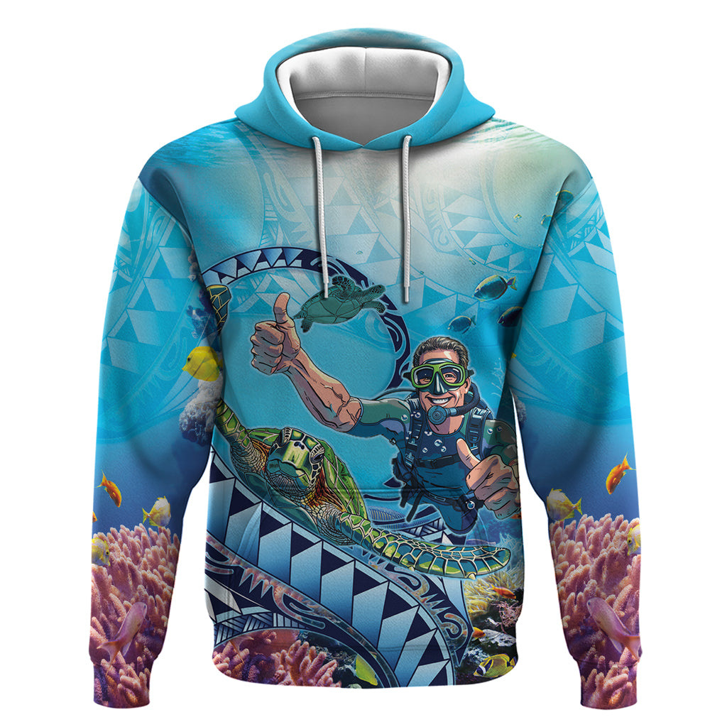 Hawaii Snorkeling Honu Turtle Hoodie Under The Ocean Vibes LT14 - Polynesian Pride